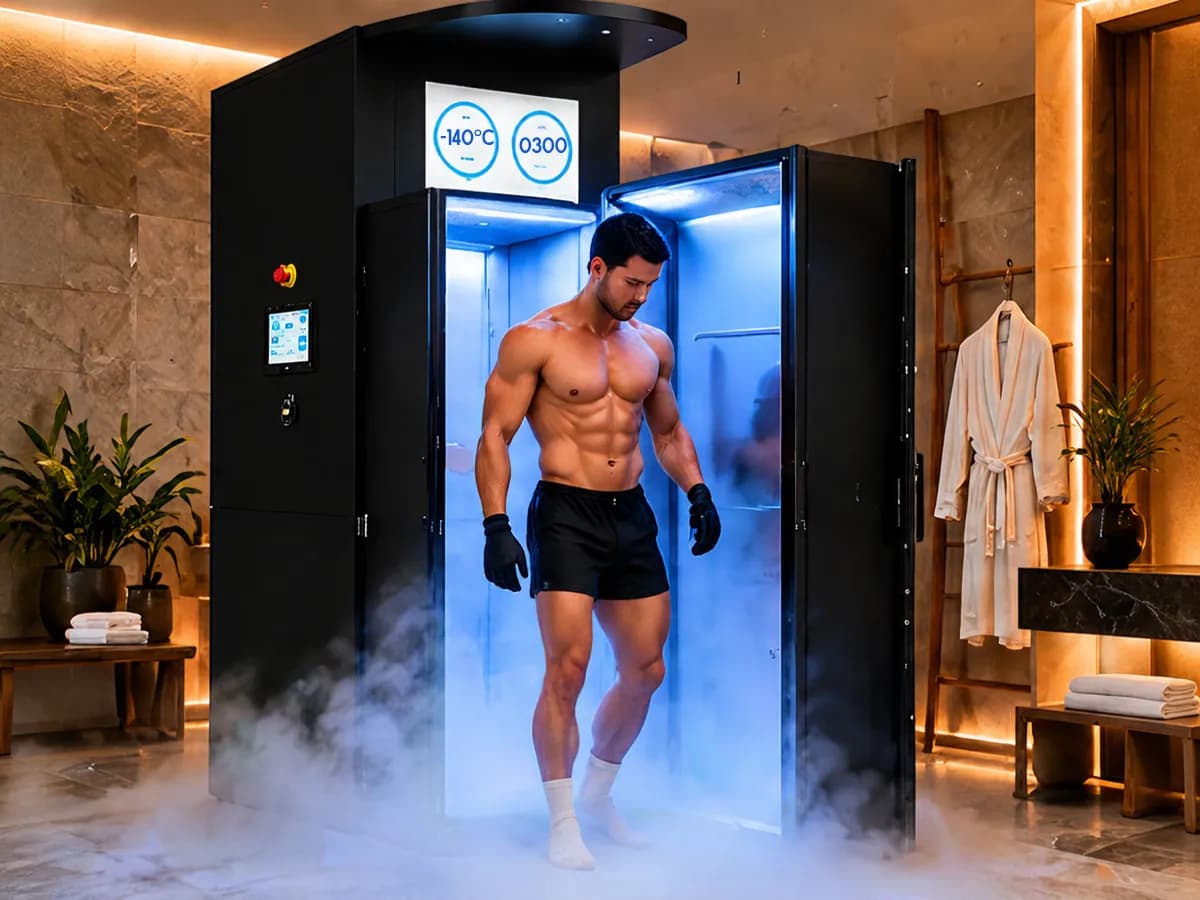 Arctic Ultra Premium Cryotherapy Cryosauna (High Throughput) in use