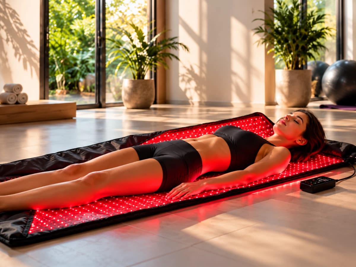 Aurora Wrap Red Light Therapy Blanket in use
