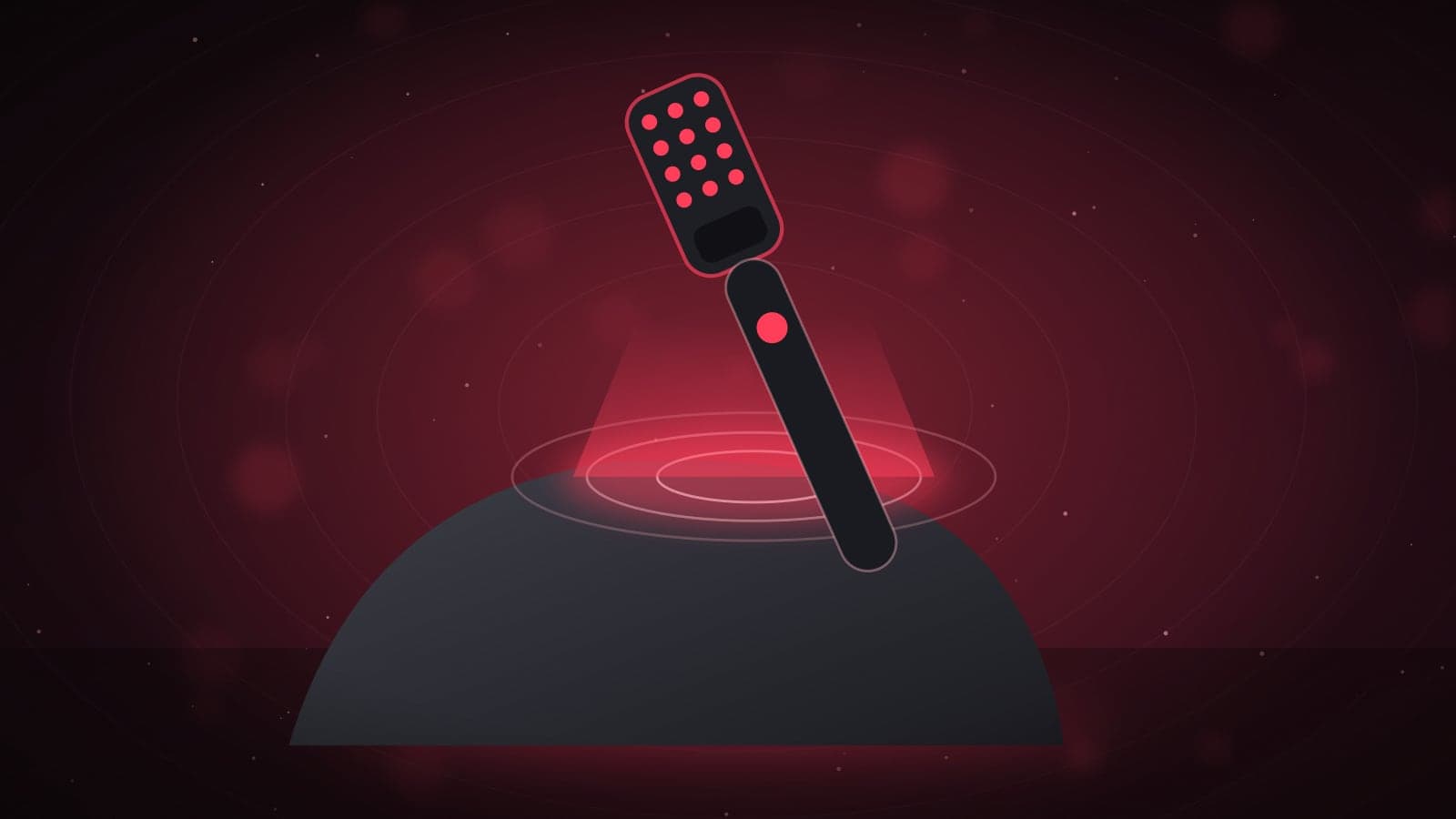 Illustration of a handheld red light wand projecting light onto a shoulder