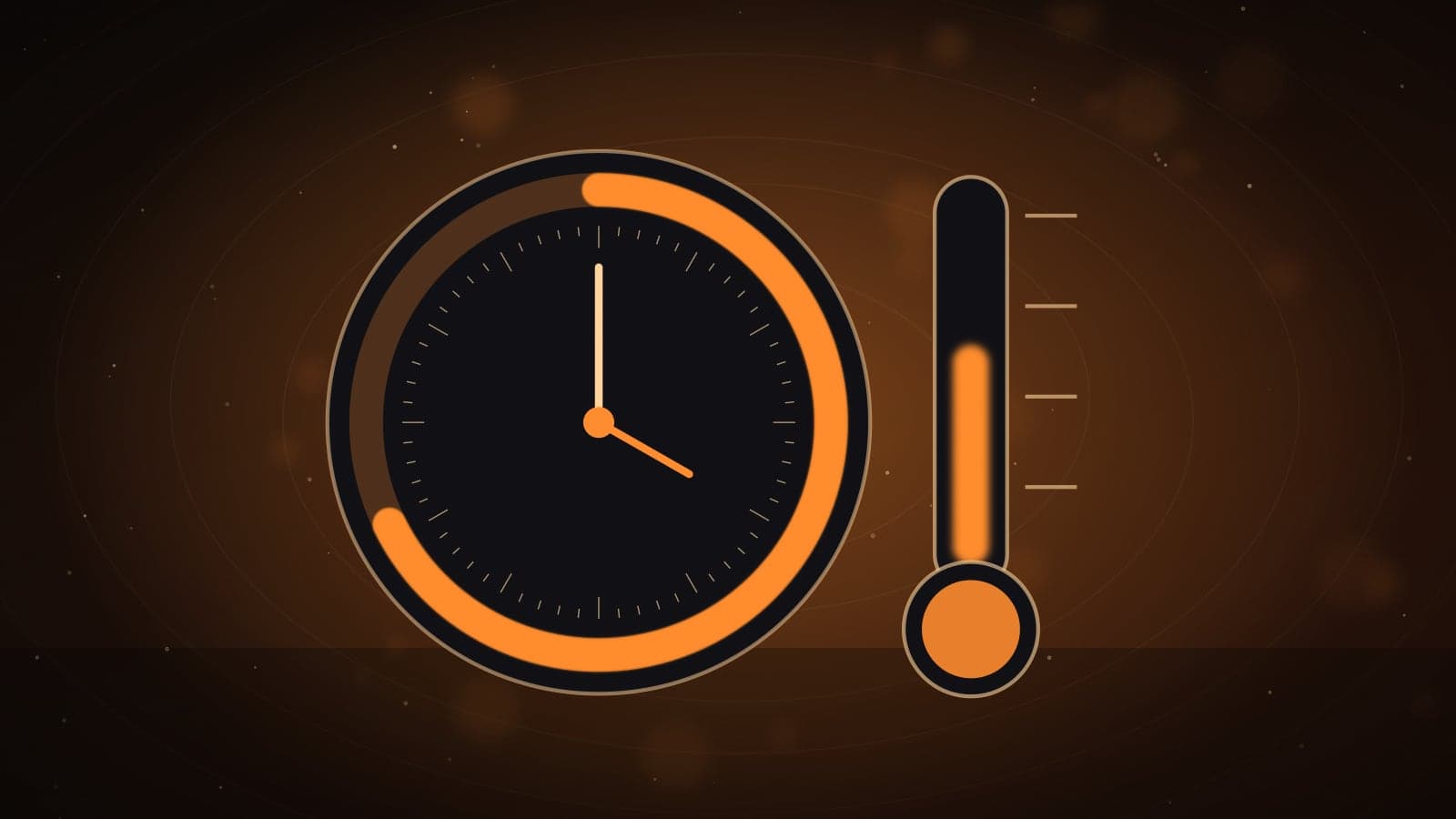 Illustration of a timer dial beside a thermometer for a sauna session