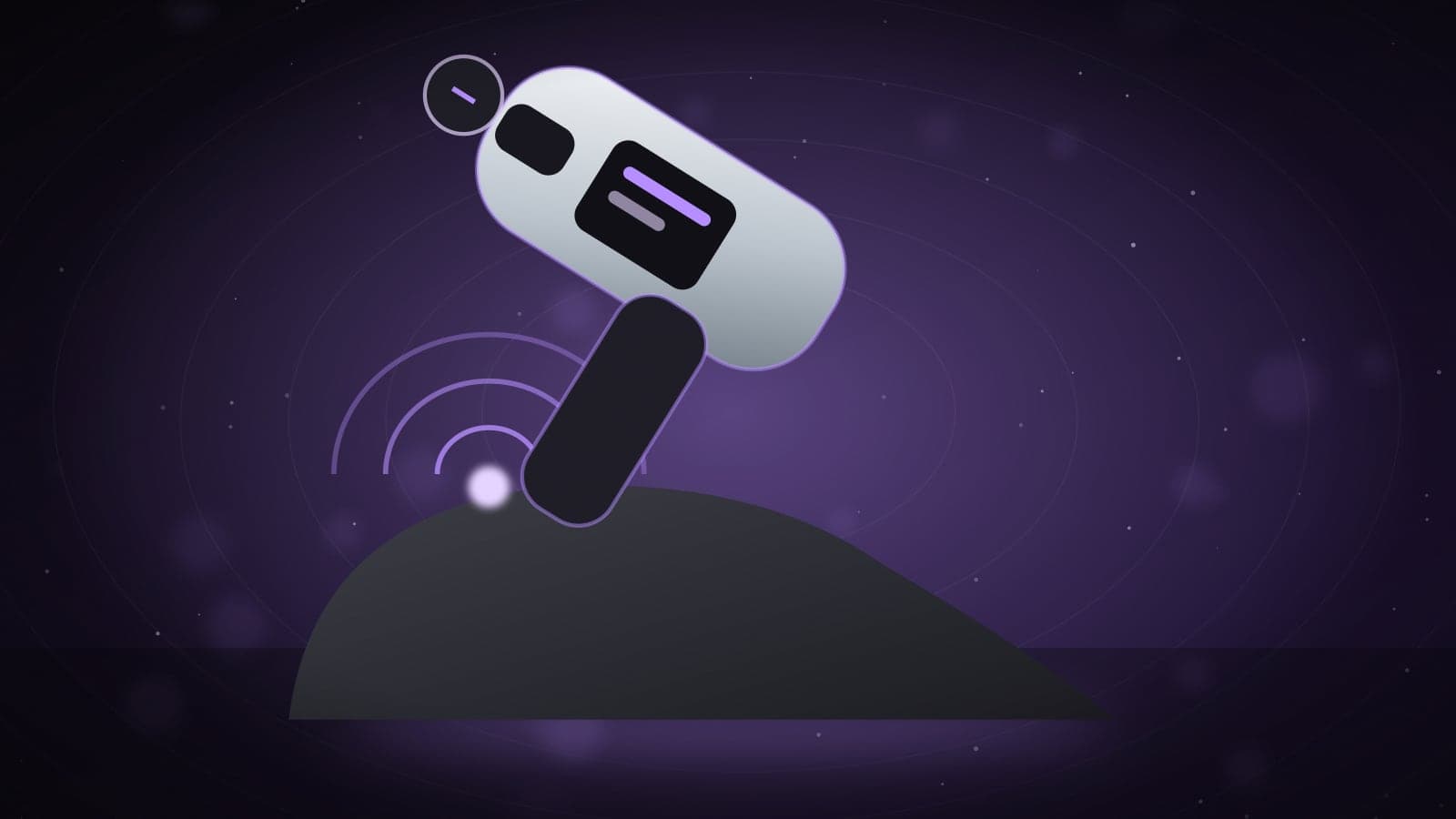 Illustration of a percussion massage gun pressing into a muscle